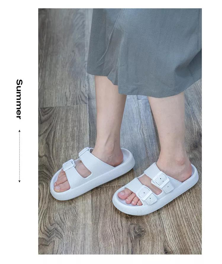 Double Adjustable Buckle Cloud Slippers